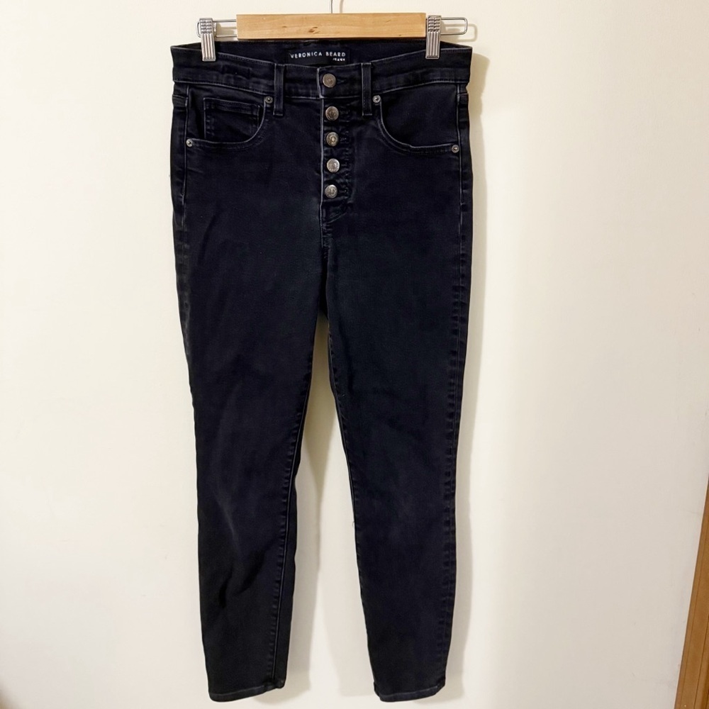 Veronica Beard Jeans Debbie Skinny Ankle Crop Onyx Womens Size 28 Denim